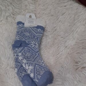 Maurices Blue and White Knit Teddy Socks